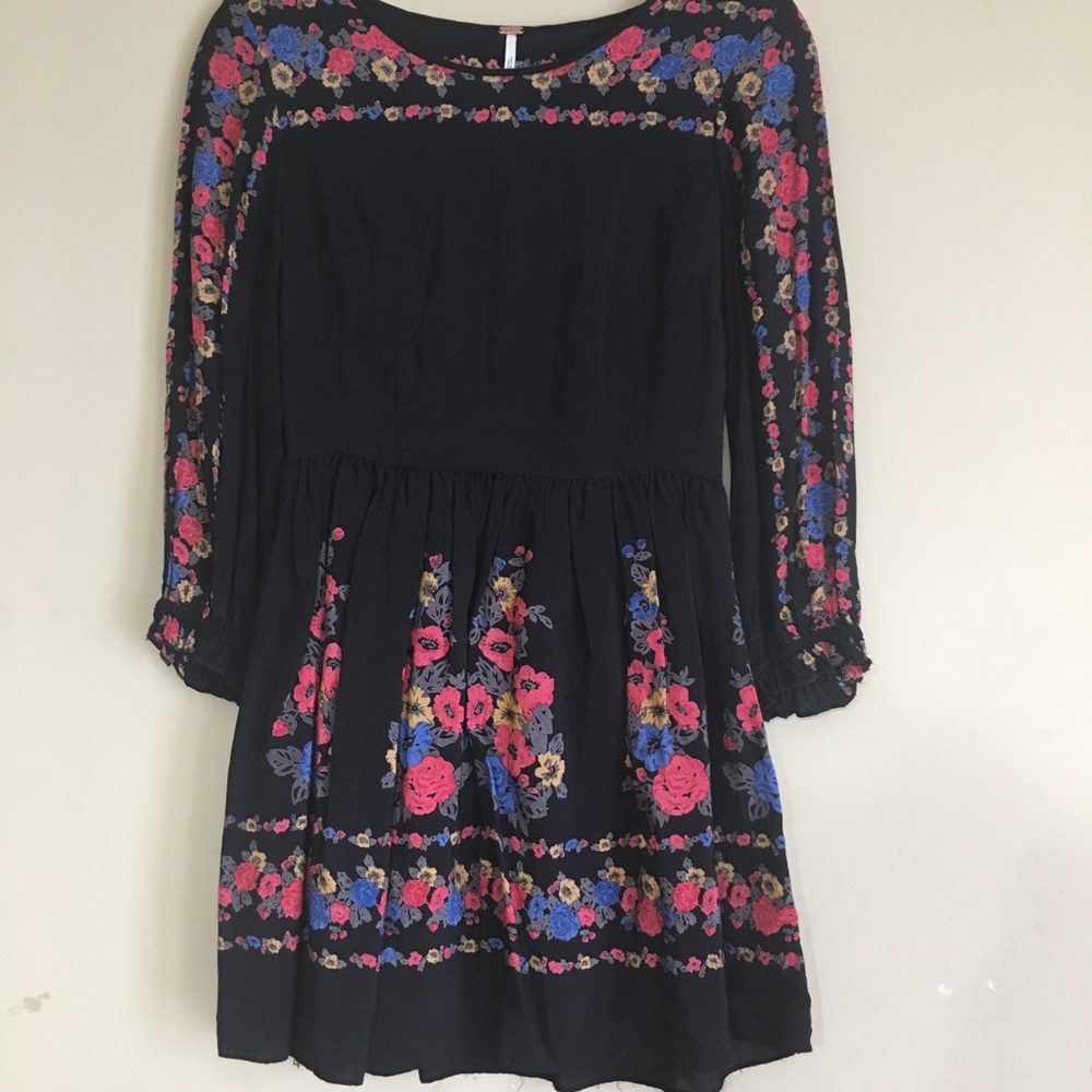 Free People Dress Floral Peasant 0 Long Sleeve